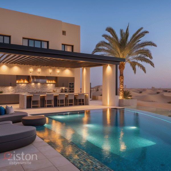 villa outdoor entertainment area in Dubai